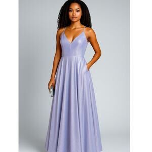 Blondie Nites Juniors Metallic Lavender-Silver Ball Gown – Size 3 - New / Flaws